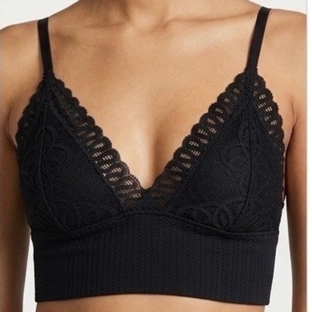 RAJ Black Lace Scalloped V-Neck Bralette Adjustable Straps Small RN134313